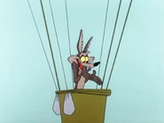 His Wile E. Coyote has circle-shaped eyes with unbalanced eyebrows. Note also the upturned cheeks and stylized mouth.
