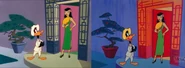 Comparison of dragon lady scene from this short (left) and "Mucho Locos" (right)
