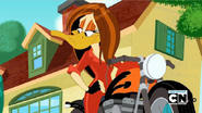 Bugs sells his motorcycle to Tina and Lola gave his gloves to Daffy.