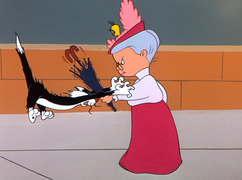 Scenes of Granny whacking Sylvester with her umbrella were censored on ABC