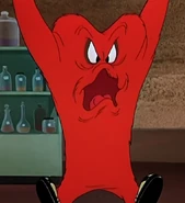 Gossamer roaring angrily at Bugs.