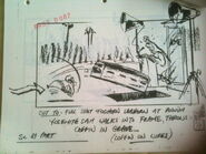 Storyboard for the deleted Marvin Acme funeral scene with Yosemite Sam and Foghorn Leghorn