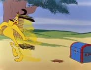 The dog sets his first trap on the gophers.