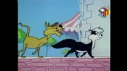 Claude Cat/Pierre romantically pursuing Penelope Pussycat/Felice before Pepe Le Pew inadvertently grossed them out with his putrid odor