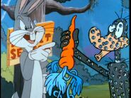 Bugs finally accepts one of the strange looking carrots from the Daffy clone.