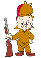 Elmer Fudd holding gun in 2D form