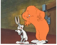 Production Gossamer cel with a recreated Bugs cel and recreated background