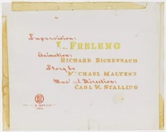 Slightly damaged cel of the opening credits