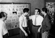 Tex at Warner Brothers with Tedd Pierce (far right)