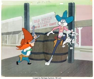Production cel with a production background from "Drip-Along Daffy"