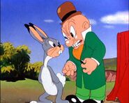 Elmer gets furious with "Bugs" Bunny
