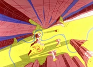 Upside down, without Wile E.'s feet