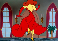 Shapely Lady Duck pursues Daffy and it is implied that she seduces him and convinces him to marry her.