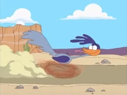 The Road Runner taunting Wile E., moments before getting crushed to death by the falling rock.