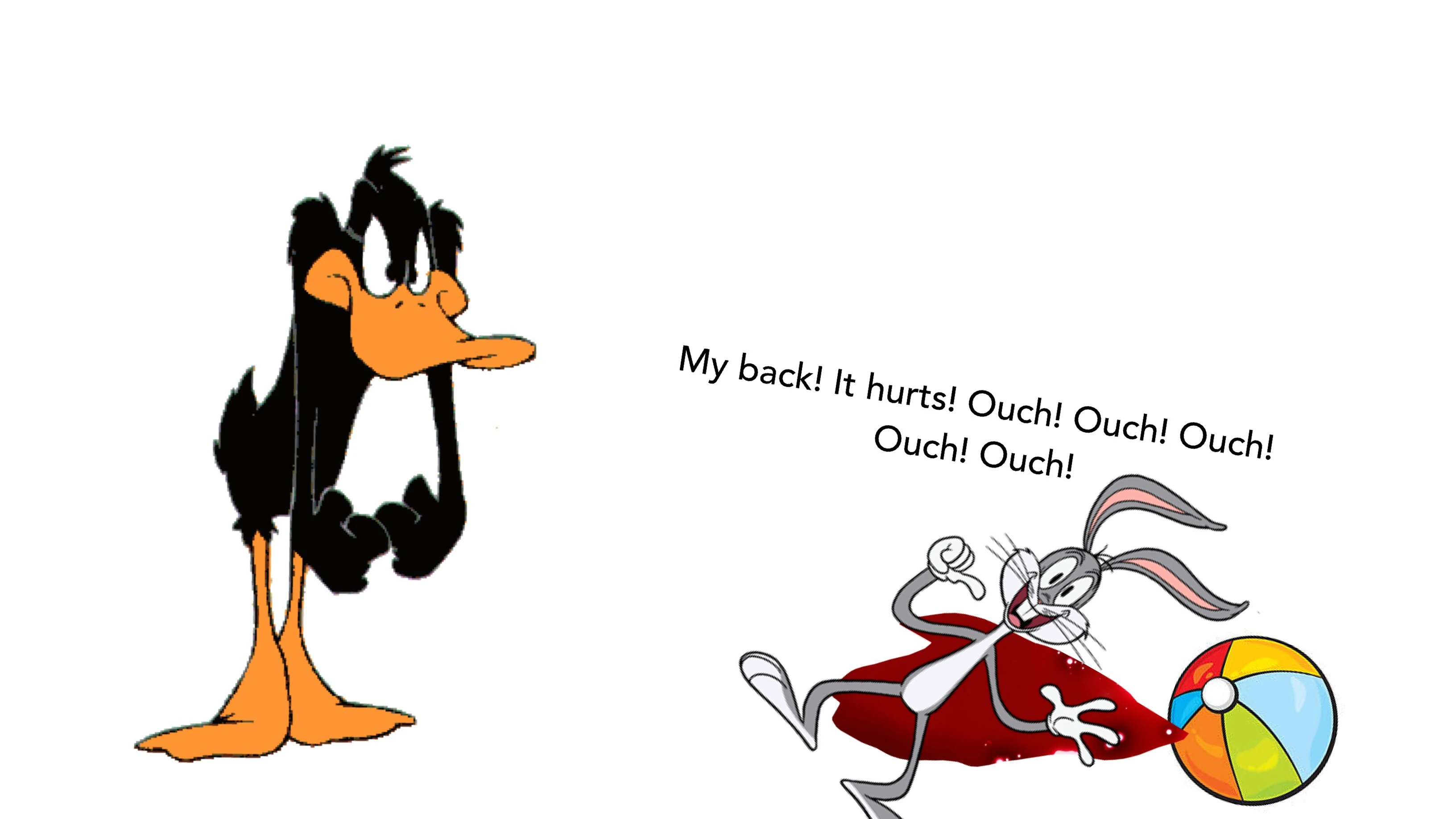 Daffy Duck badly injures Bugs Bunny for popping a Beach Ball | Looney Tunes  Fanon Wiki | Fandom, image size:3264x1836
