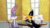 Daffy tries to guess Bugs's birthday, but fails.