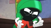 Marvin tells Daffy that he is currently planning world domination.