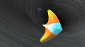 The kite flies in the tornado.