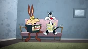 Sylvester and Wile E. Coyote sit in the waiting room.