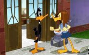 Tina, threatening to kill Daffy if anything happens to her nephew, Zachary while she's gone.