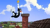 Tweety and Sylvester make it out of the chimney safely.