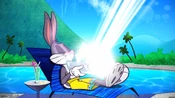 Bugs puposley shining light into Daffy's face.