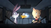 Daffy gets driven home by Porky, after they were released from jail.