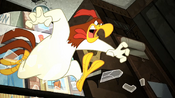 Foghorn enters Mac and Tosh's Antique Store.