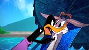 Daffy tells Bugs that Starlett is his.