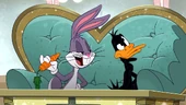 Daffy tries to guess what Bugs's catchphrase is.