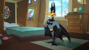 Daffy dresses up as Batman.