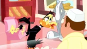 Daffy's face covered in Lemon Meringue.