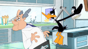 Daffy slaps Dr. Weisberg.