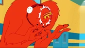 Gossamer being hit in the face with a water polo ball.