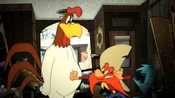 The Foghorn Leghorn Story (767 KB) Sam punches Foghorn Leghorn.