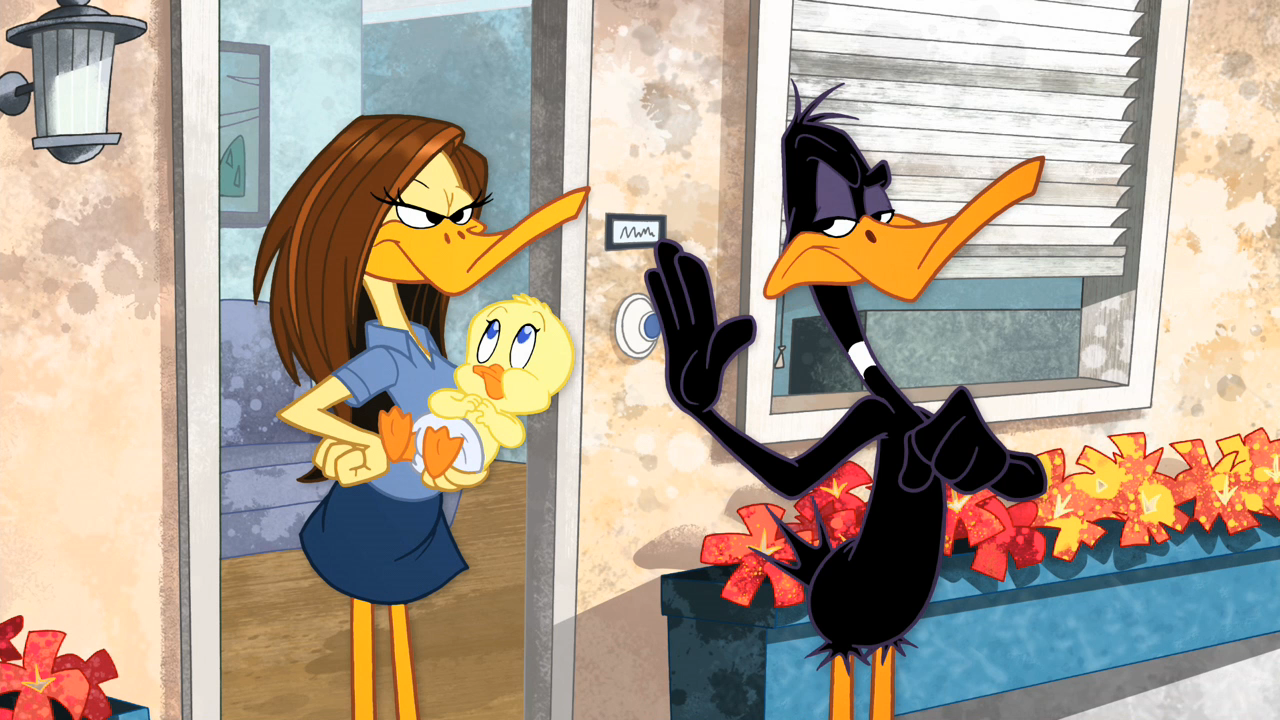 ...fa The episode begins at Tina's apartment complex with Daffy st...