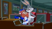 Bugs does the stunt alongside Sam.