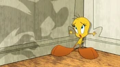 Tweety is in the corner of the house trapped with Sylvester close to eating him.