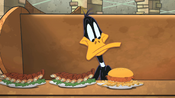 Daffy also ordered more ribs and a burger with french fries.