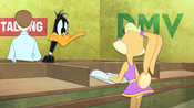 Daffy questioning Lola.