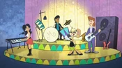 Lola singing on stage trying to win over Daffy.
