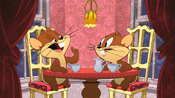 Mac and Tosh dining in an antique clock.