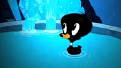 Daffy shrinks after being in the water for too long.