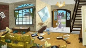 Bugs looking at his destroyed house.