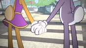 Bugs and Lola holding hands.