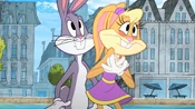 Bugs does not notice Lola putting her hands over her heart.