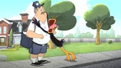 Daffy crying, because of the pepper spray.