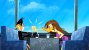 Tina punches Daffy after he insulted her.