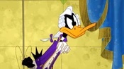Daffy complains that he isn't able to find the expensive food section.