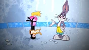 Bugs talks to an injured Daffy.